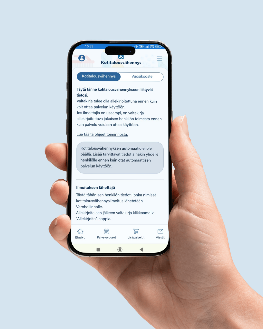 Kotiringin Asiakassivut Kotitalousvähennys automaatio
